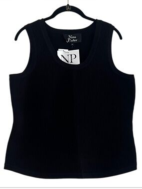 Nina Parker Sleeveless Black Ribbed Knit Top Size 1X NWT